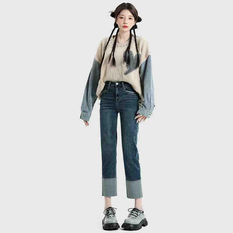 Petite Women s Stretchy High-Waisted Cigarette Pants – Autumn/Winter 2023 Flattering Narrow Leg Straight Jeans 27