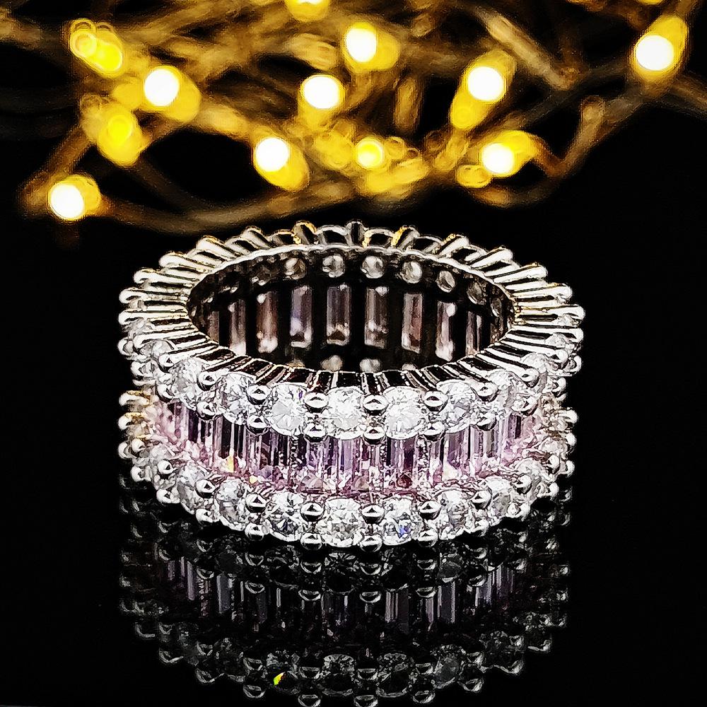 Luxury Multi-Row 3A Zircon Micro-Inlaid Diamond Eternal Ring - Phantom R4575