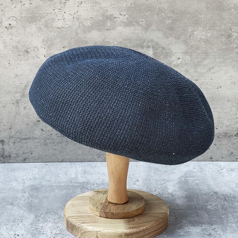 Classic Hat Literary Retro Imitation Linen Breathable Beret Women'S Spring And Summer Thin French Knitted Bud Pumpkin Hat