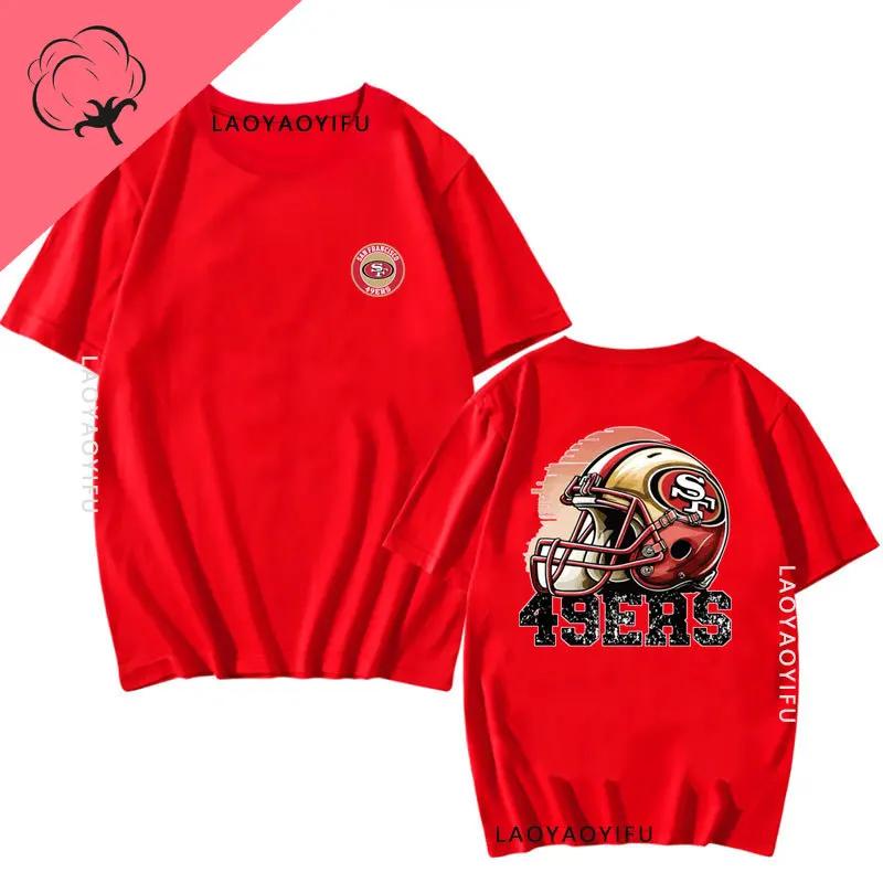 San Franciscos Tee Tops San Franciscos 49ers Logo Streetwear Cotton Unisex Man T-shirt