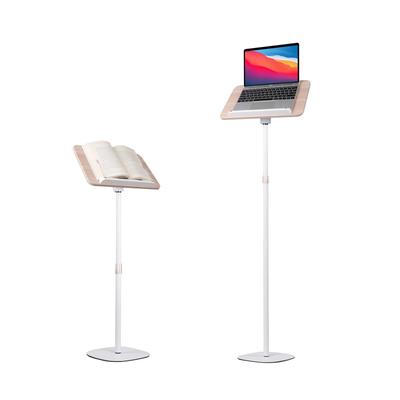 POLESTO Reading Book Stand Liftable Side Table Angle Adjustment Metal Structure Base Sturdy Stability Comes with Wooden Pad Holder for Drawing Music