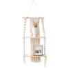 2 Tier Macrame Wall Hanging Floating Shelf Natural Cotton Rope Boho Home Decor Wooden Wall Shelf Candle Holder Floating Shelves