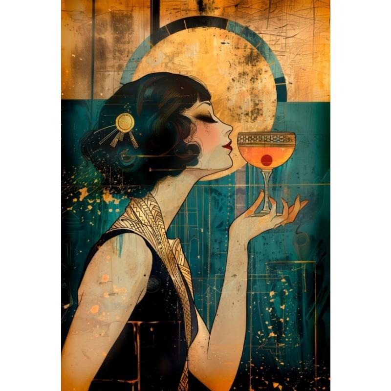 Retro Abstract Art Deco Style Great Gatsby Daisy Woman 1920s Poster Wall Pictures Canvas Painting Vintage Home Interior Decor