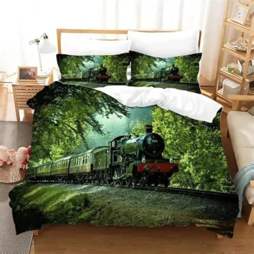 Comforter Steam Train Bedding Set Decoration Gift Suitable For Children Boys Girls Adults. Warm Soft Comfortable Breathable