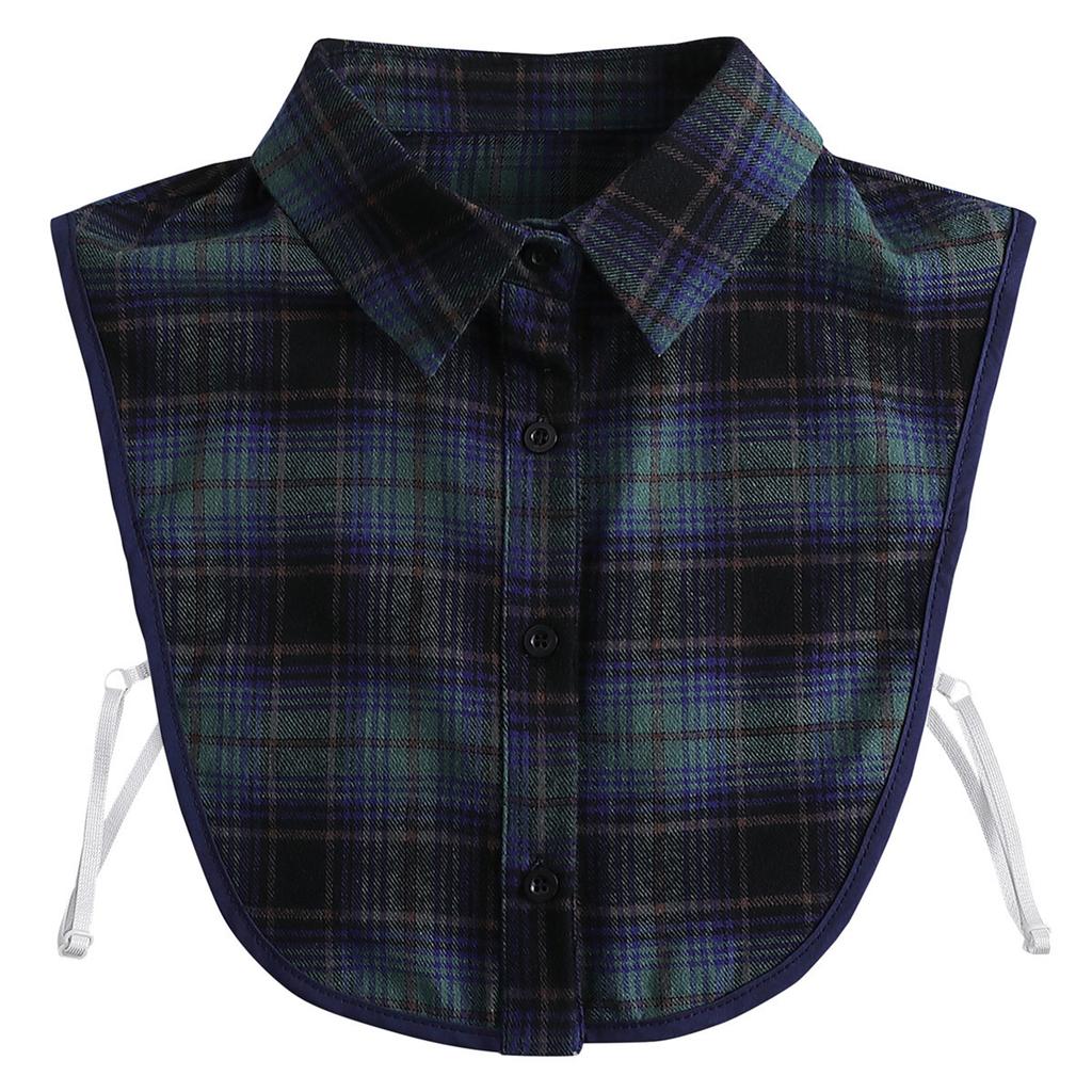 Damen Abnehmbares Kariertes Hemd Design Falscher Kragen Falsche Bluse Bekleidungszubehör
