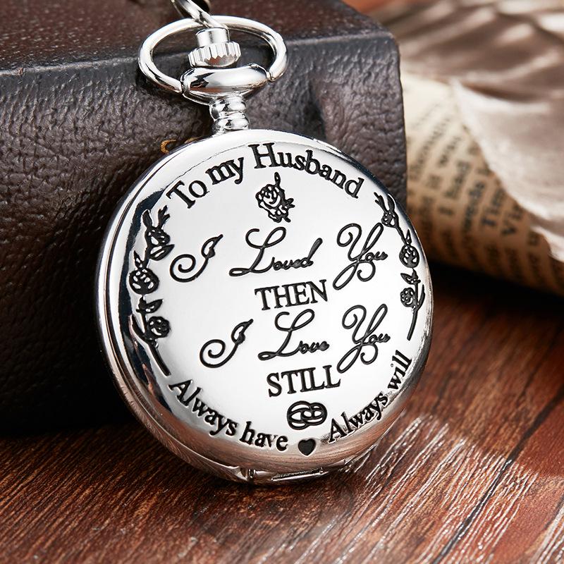 Engraved Retro Quartz Pocket Watch for Son, Husband, Grandpa