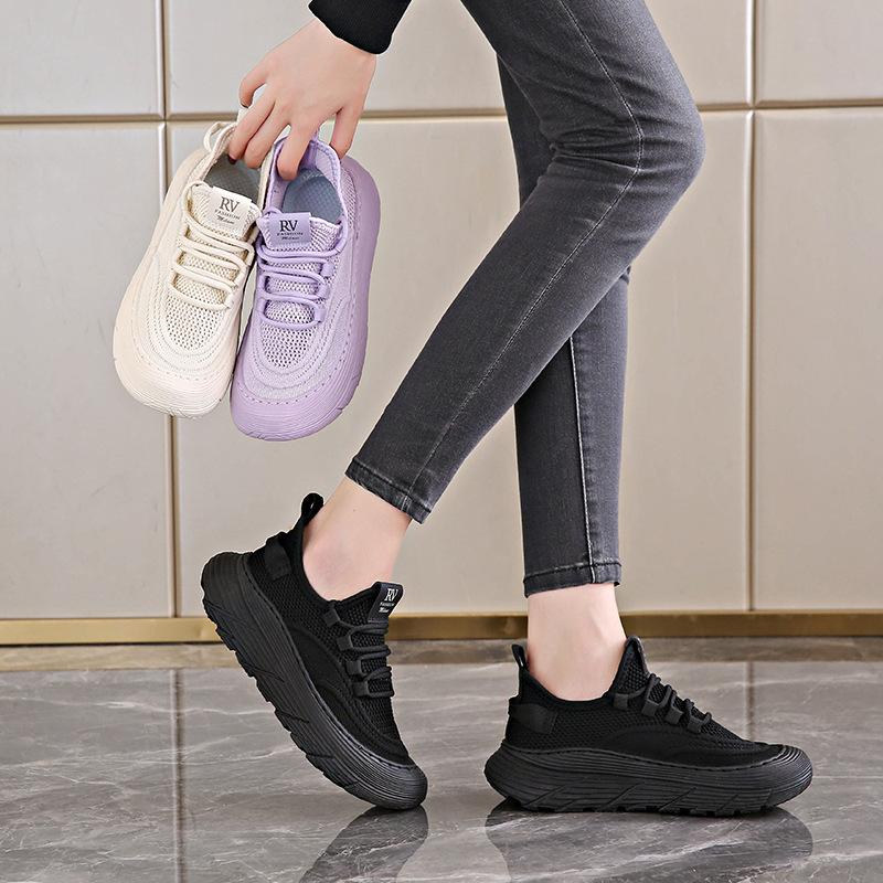 Flying Woven Sneakers Women's 2025 Summer Internet Celebrity Explosion One Pedal Casual Breathable Mesh Running Shoes