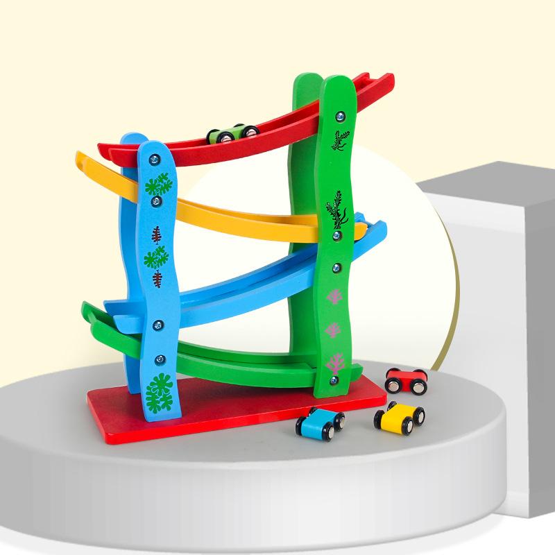 Wooden Gliding Niuniu Car Four-layer Track Roller Coaster Track Car Children's Inertial Speed Scooter