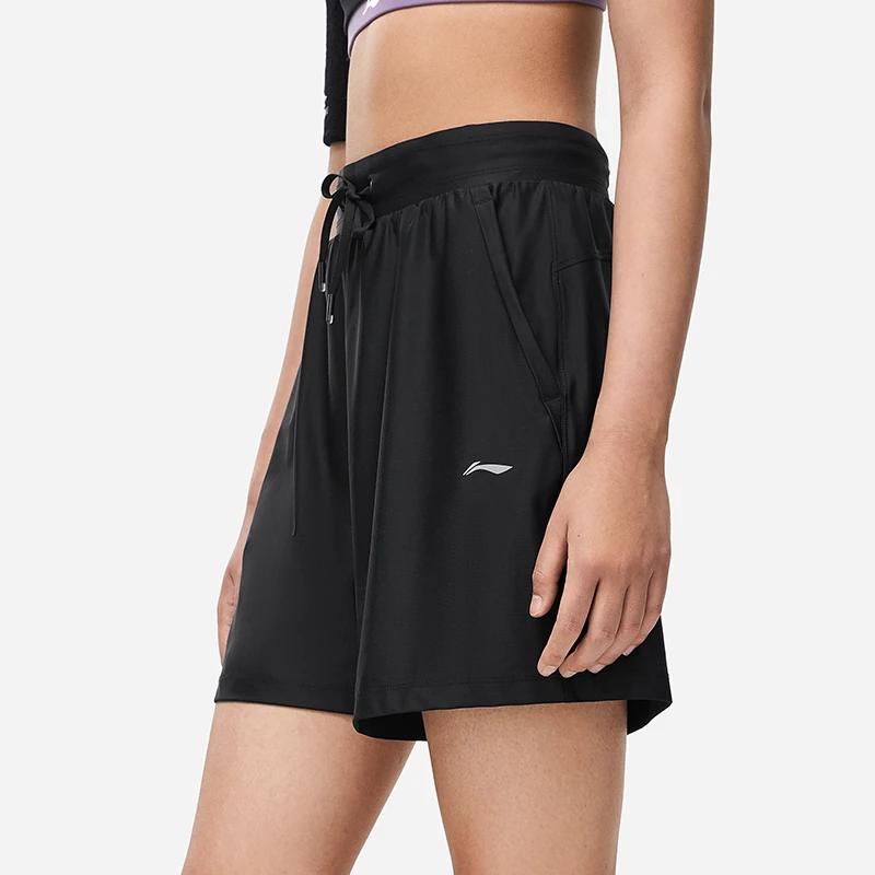 Li Ning Reflective Knitted Sports Fitness Shorts Women Shorts Black AKYT230-1