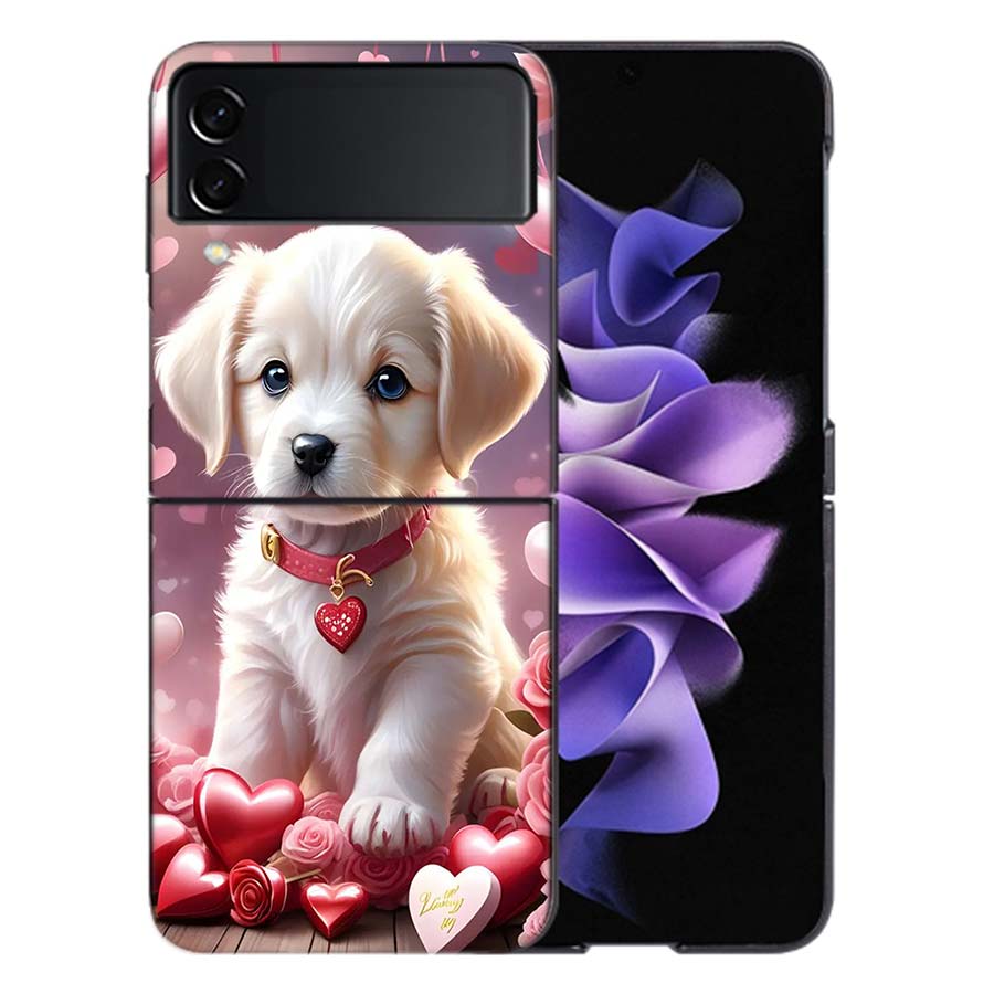Lovely Puppy Heart Dogs Coque For Samsung Z Flip7 6 Galaxy Case Shockproof Z Flip5 Z Flip3 4 5G Hard Cover Phone TPU PC Hard Fu