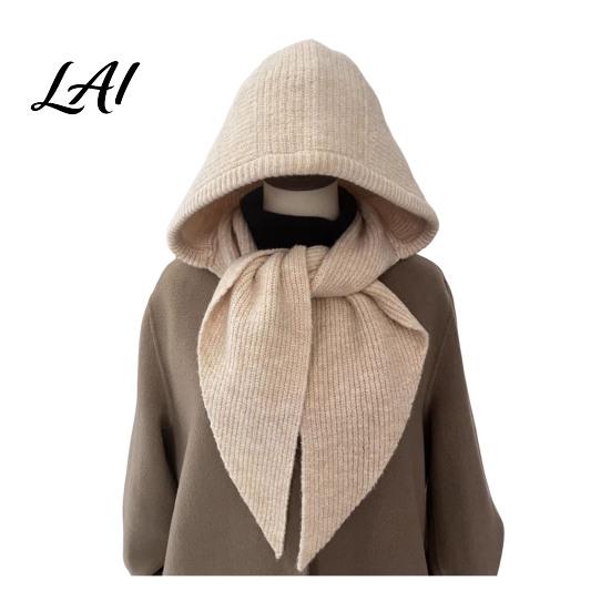 Cold Weather Hat Women Knit Hooded Scarf Hat Winter Pullover Balaclava Hood Hood Warm Ear Protection Skull Cap for Soft