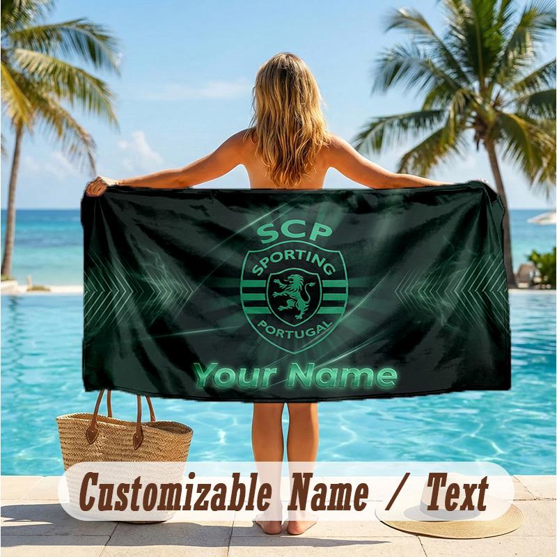 Custom Text Beach Towel, Soft Absorbent Swimming Multi-use TowelSporting CP