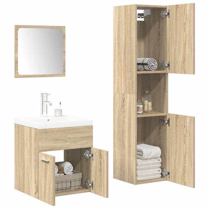 VidaXL 4-piece Bathroom Furniture Set Sonoma Oak 3325023