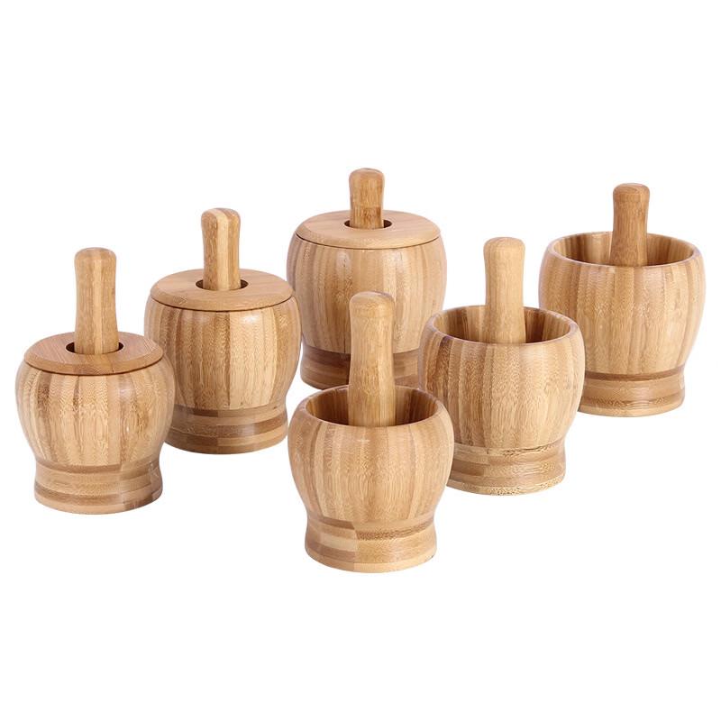 Bamboo Mortar and Pestle with Lid