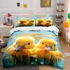 Cutest Duckling Trio Decor Bedding Set with 1 Duvet Cover 2 Pillowcases Single Double King Queen Gift