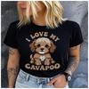 Unisex Polyester Summer Top I LOVE MY CAVAPOO Print Loose Round Neck Short Sleeve Fashion for Astrology Lovers