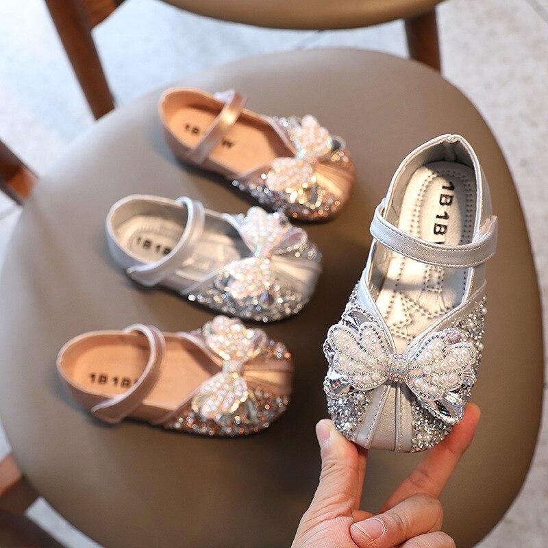Buy Children Leather Shoes Rhinestone Bow Princess Girls Party Dance