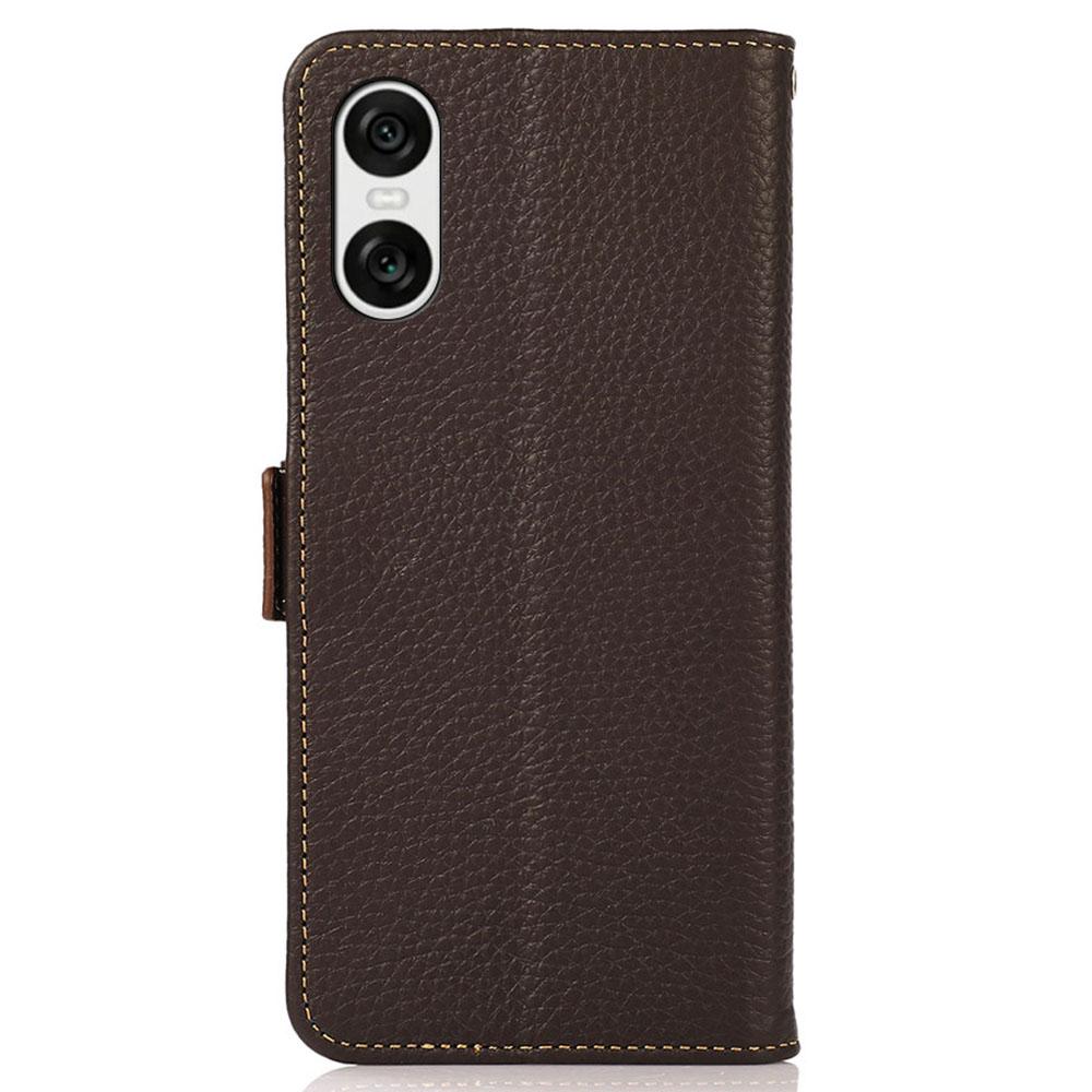 KHAZNEH For Sony Xperia 10 VI Case Genuine Cow Leather Phone Cover RFID Blocking Wallet