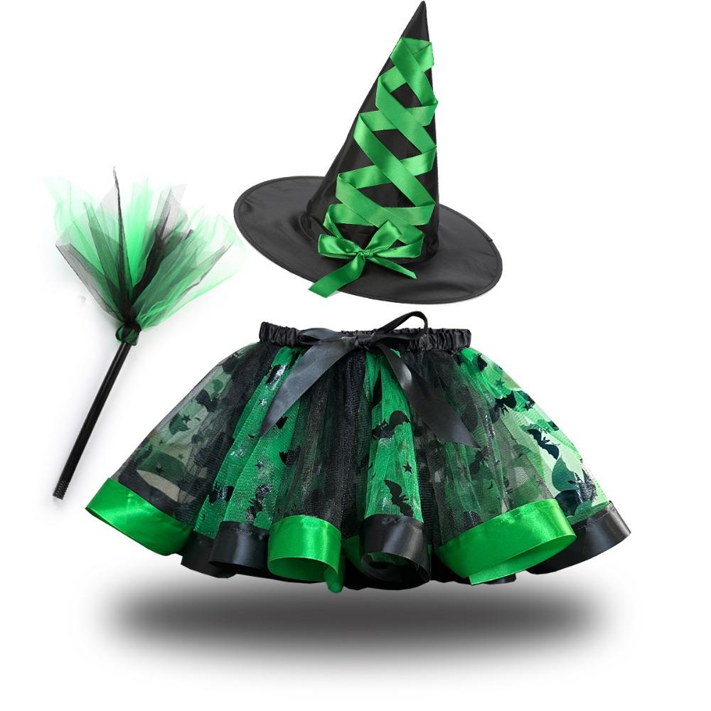 S kloboukem Halloweenské tutu šaty Gotenské Halloweenské Dětské čarodějnické šaty Plesová vystoupení