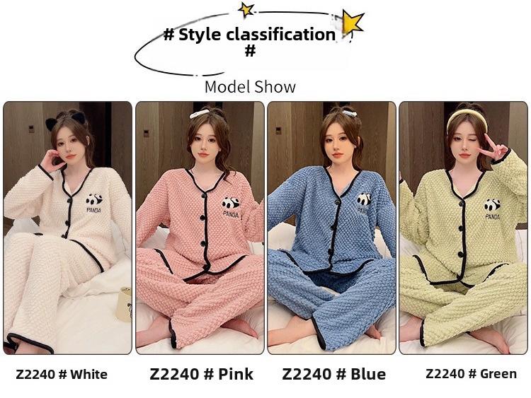 Pajama damska z różowego aksamitu flanelowego w dużym rozmiarze - Uroczy i ciepły kardigan na jesień/zimę