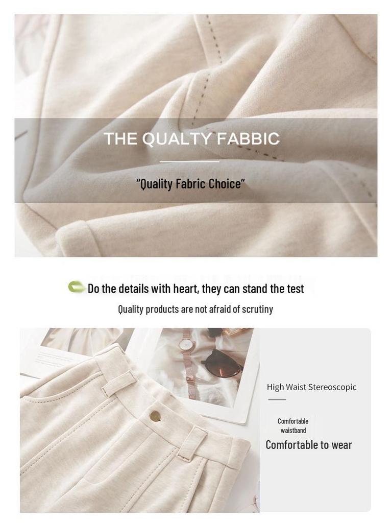 Women's Slim Fit Acetate Wool Cigarette Pants - Autumn/Winter Straight-Leg Casual Trousers
