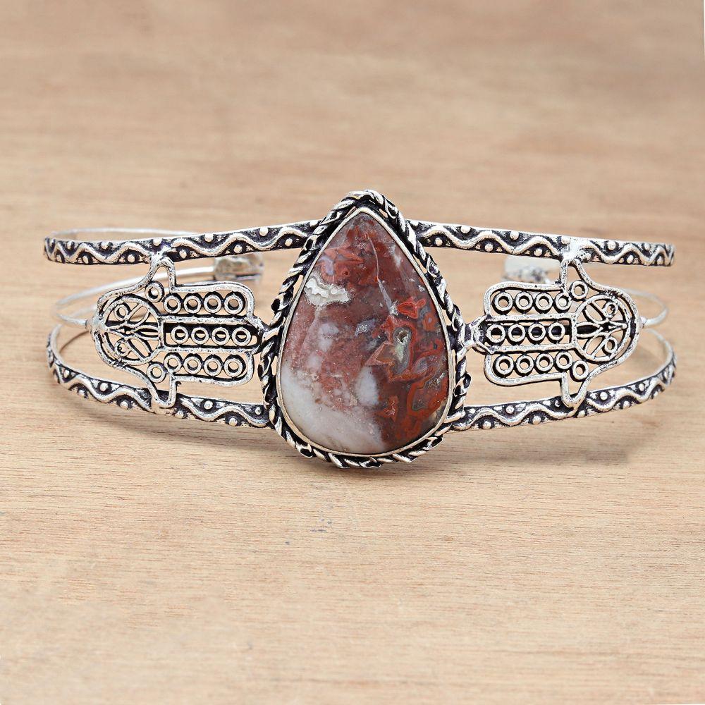 Stick Agate Gemstone Handmade Jewelry Cuff Bracelets 7''Adjustable