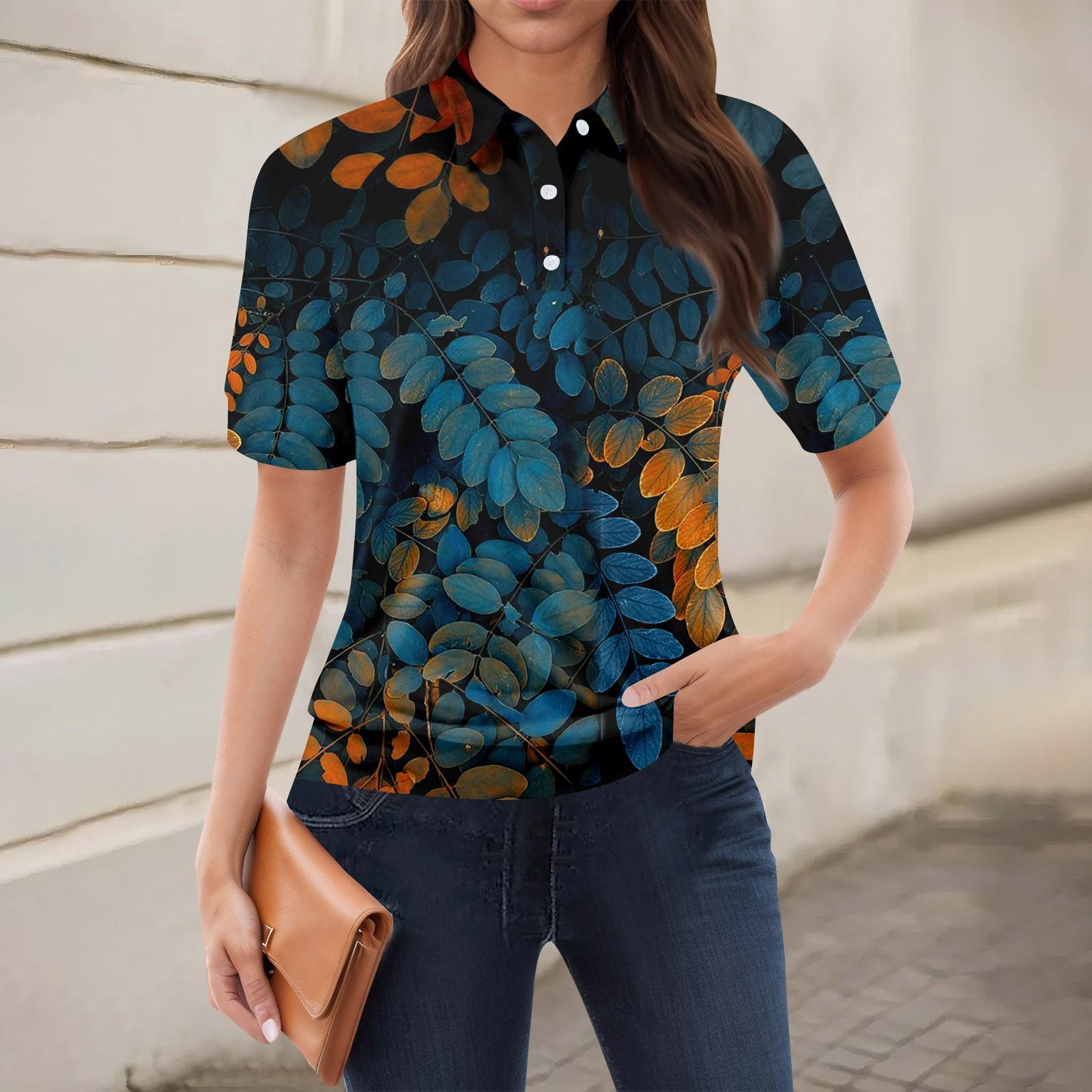 

Жіноча повсякденна футболка з V-подібним вирізом і короткими рукавами з квітковим принтом і декоративними ґудзиками XL