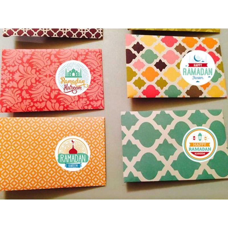 120 Pack Decorative Eid Mubarak Labels Ramadan Stickers Round for Art DIY Craft Journal Scrapbook Handbook Gift Package