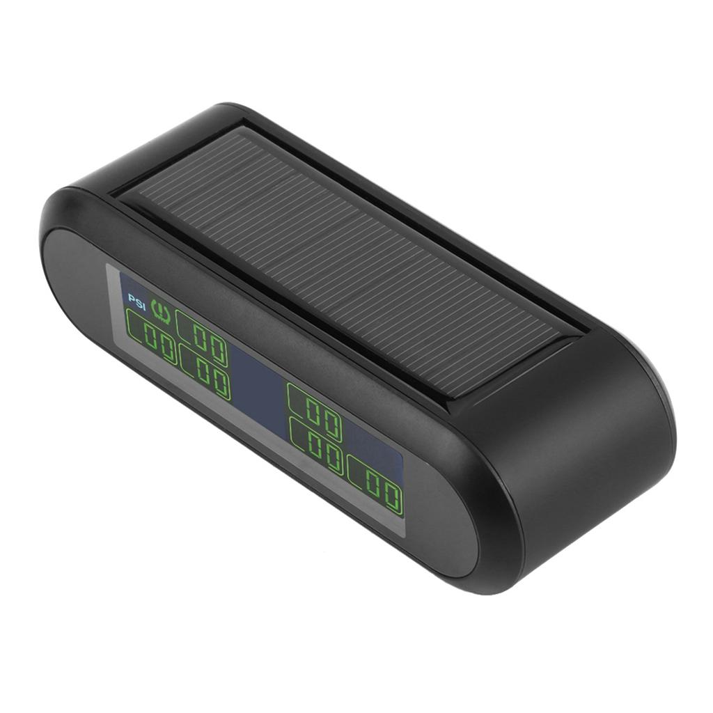 Wireless Solar TPMS Tire Pressure Monitoring System LCD Monitor Alarm with 6 External Sensors