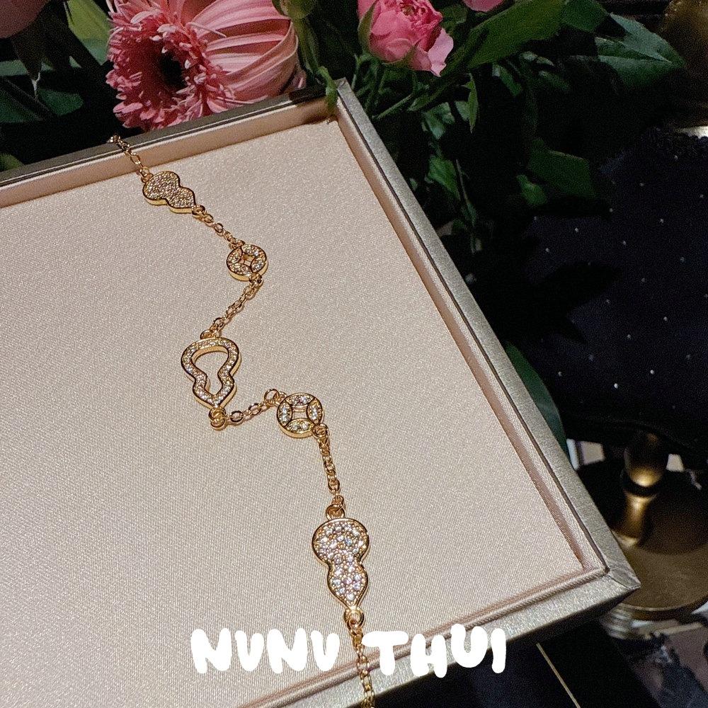 Позолоченный Порошок Фулу Браслет-Тыква Гвоздика Фулу с Драгоценными Камнями Ювелирные Изделия Haute Couture Натуральный Белый Хрусталь Цветочный Шар Браслет Цветочного Бога