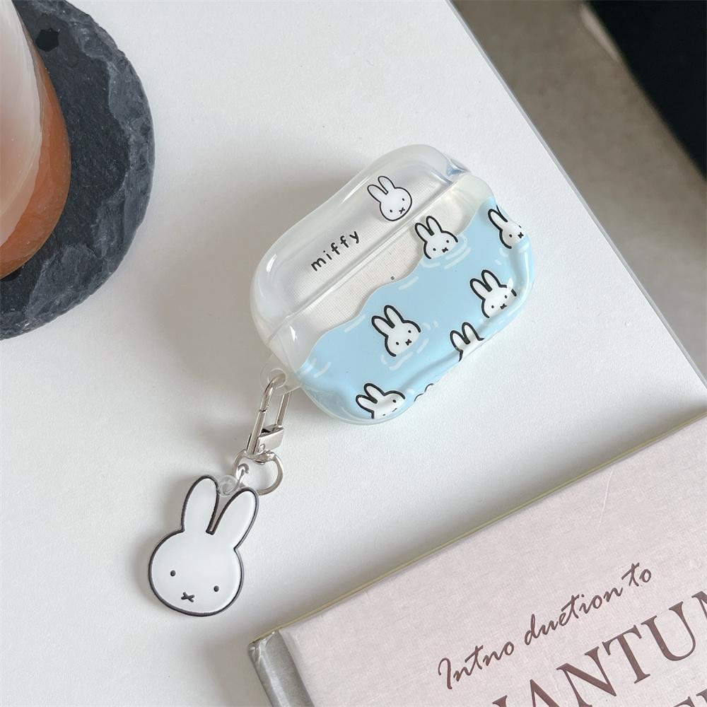 Waves Rabbit Silicone Earphone Case Cove for Apple Airpods 4 3 2 Pro 2 Pro 3 Funda With Charm Pro3 Headphone Cases