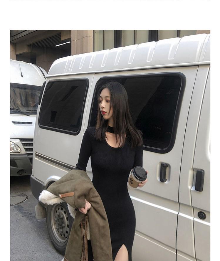 2022 Pure Desire Black Slim Hollow-Out Club Dress - Spring & Autumn Collection, Sexy Plus Size Bottom Skirt