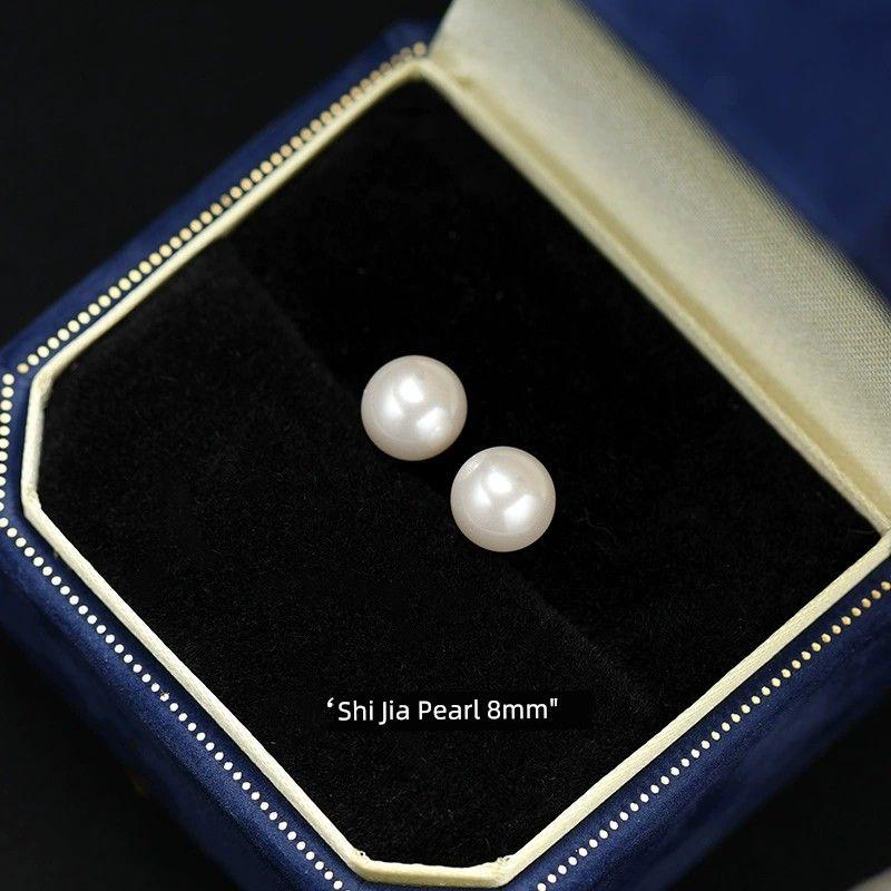 

Xiangnan 999 Sterling Silver Shijia Accessible Luxury Women s Pearl Stud Earrings 999 silver needle Shi Jia Pearl 8mm (two prices)
