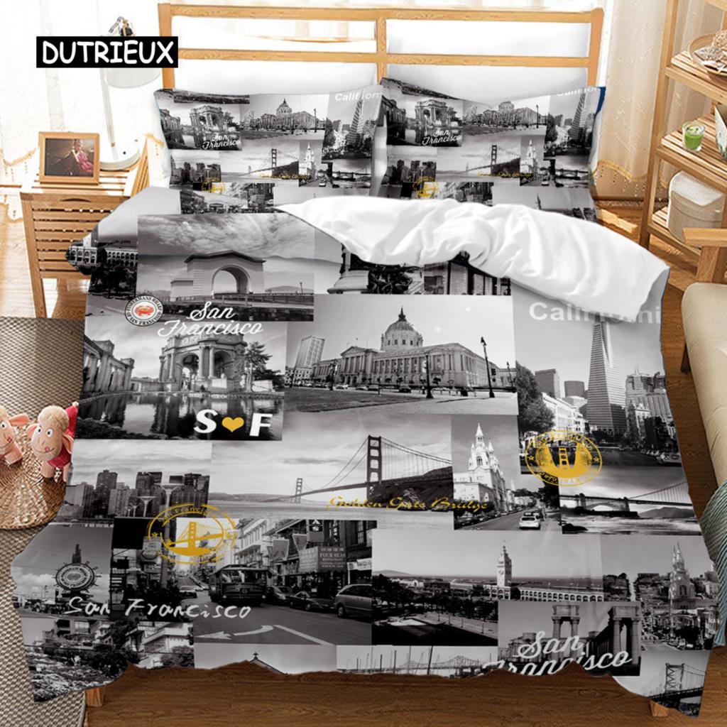 Architecture Duvet Cover Set World Classical Architecture Bedding Set Microfiber Home Textiles 3 Piece Sets Twin Queen King Size