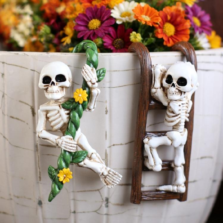 2 szt. Szczątki na Halloween i Drabina Wiszące Figurki Żywice Odporne na Warunki Pogodowe Obciskacze Doniczek Na Tarasy i do Domu