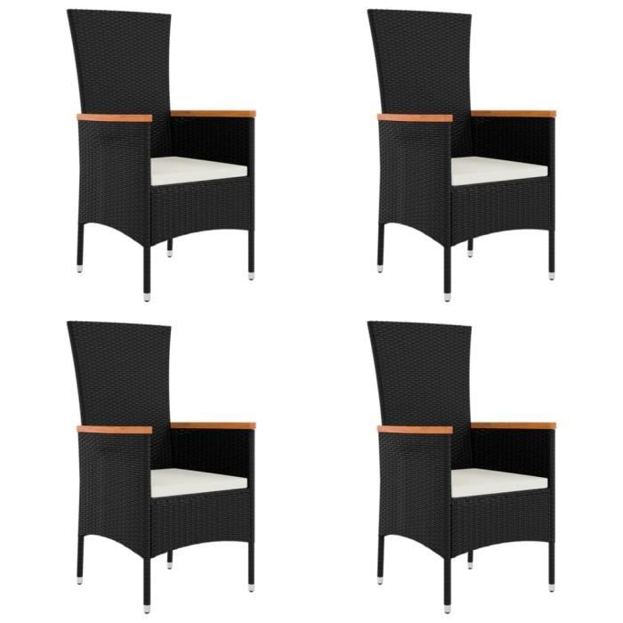VidaXL Chaises de jardin 4 pcs avec coussins Résine tressée Noir 319527