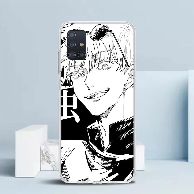 

White Black Kaisen J-Jujutsu Phone Case For Samsung Galaxy A52 A32 A22 A12 A51 A50S A30S A10S Note 20 Ultra 10 S10 Plus A31 A20 Samsung A22 5G
