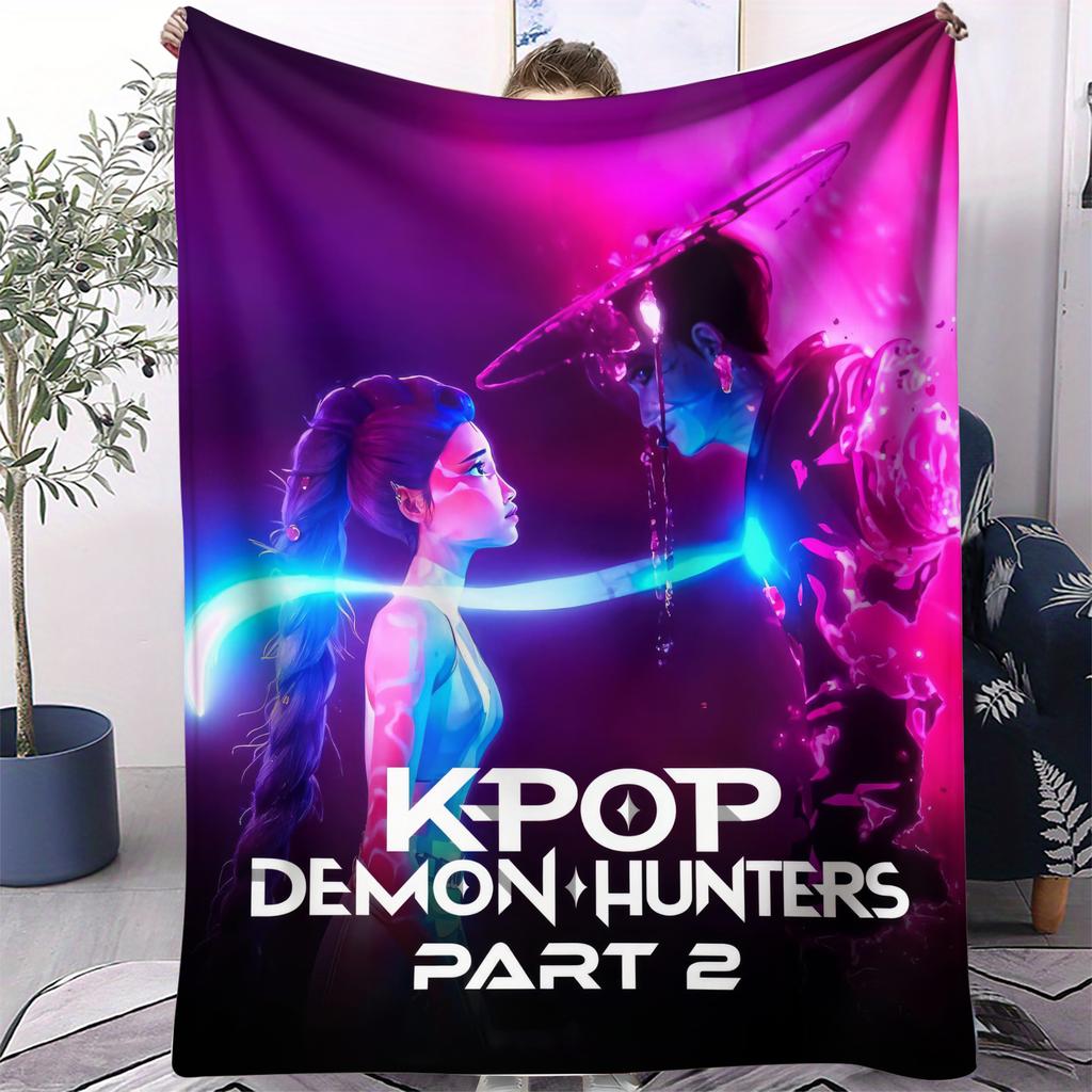 1Pc K-Pop Blanket Sajaboys Hunter Flannel Blanket Demon Hunters Print For Home Living Room Bedroom Decor New  Christmas Gift