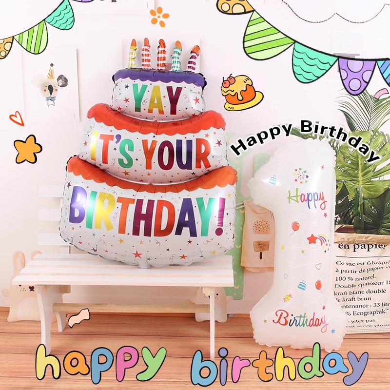 32-inch Digital Balloon Decor for Children's Birthday Party - Happy Birthday Photo Props