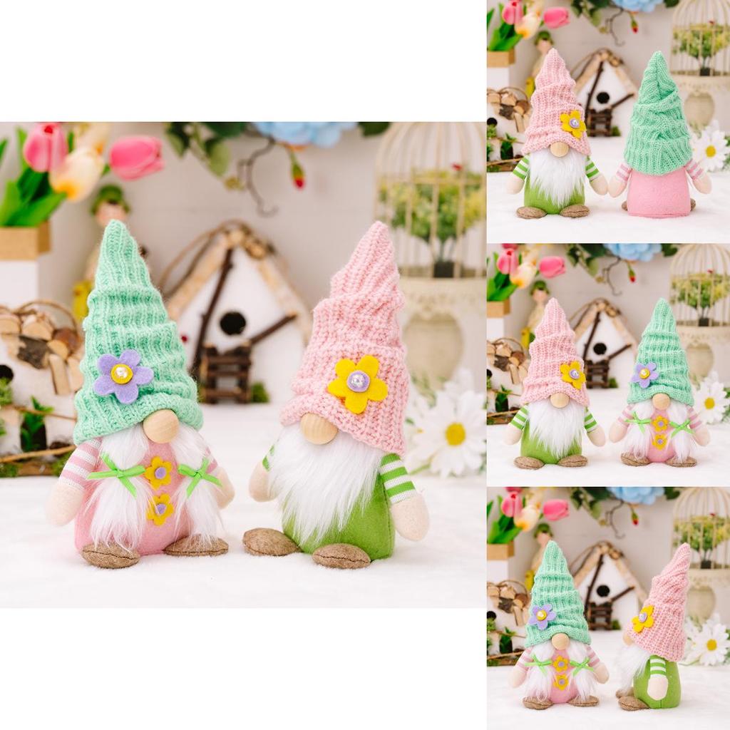 Charmig Vår Tomte Gosedjursdocka Med Mjuk Stickad Mössa För Festlig Heminredning