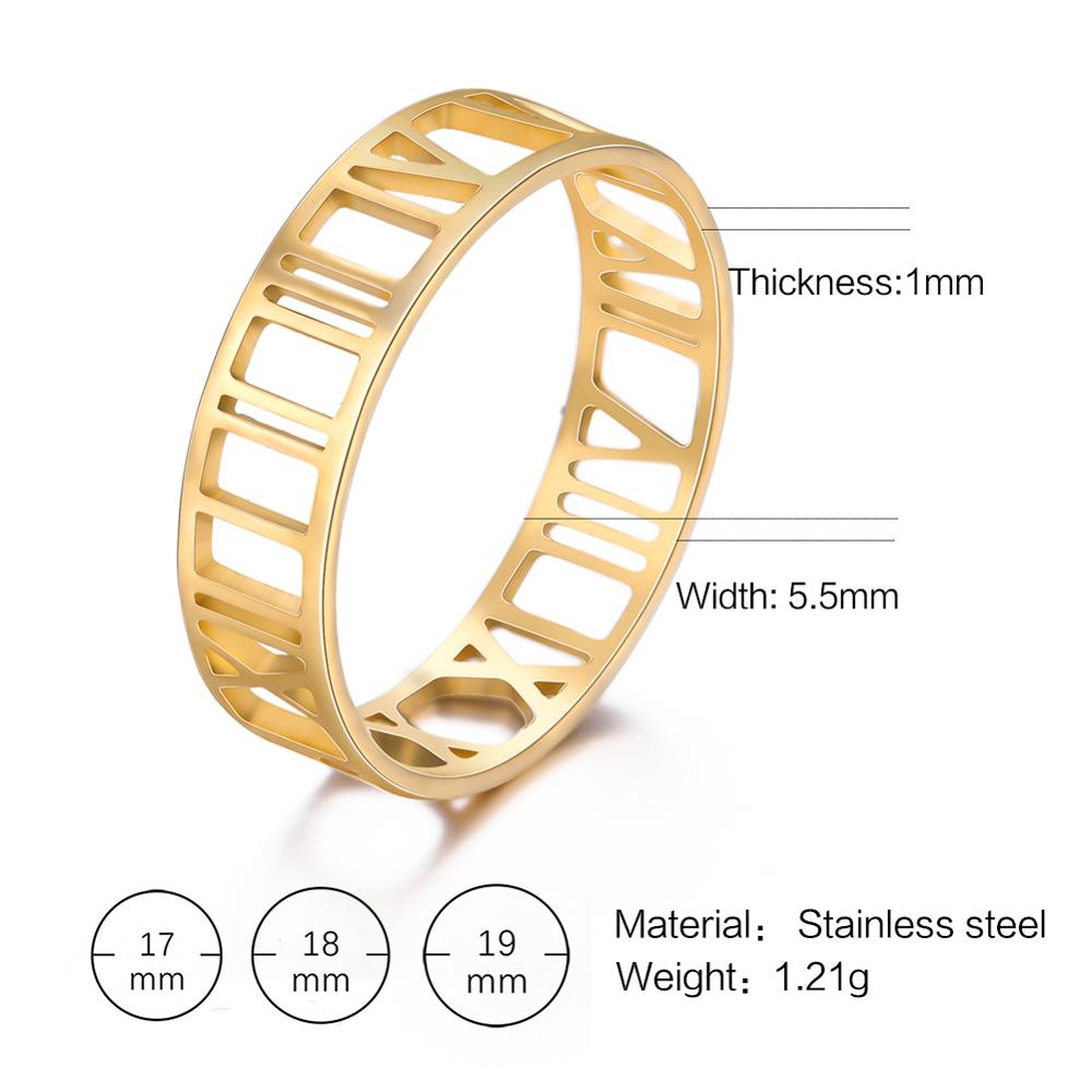 Roman Numerals Stainless Steel Ring for Women Men Classic Rose Gold Casual Couple Rings Jewelry Anniversary Gift