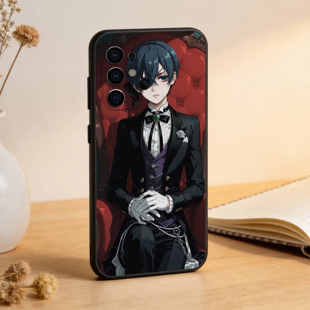 Black Butler Ciel and Sebastian Phone Case Black Silicone Soft For Samsung S25,S24,S21,S22,S23,S30,Ultra,S20,Plus,Fe,Lite