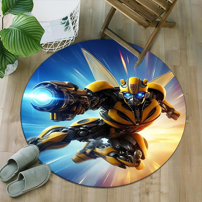 1pc Bumblebee5 Print Round Carpet Chair Round Carpet Suitable for Bedroom Living Room Home Decorative Carpet