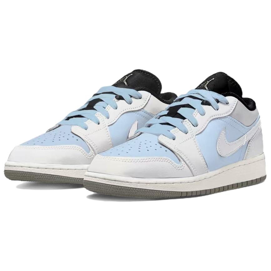 Jordan Air Jordan 1 Light Blue Phantom Abrasion Resistant Low top Vintage Basketball Shoes Unisex Sky Blue 553558-092(Team1119-)