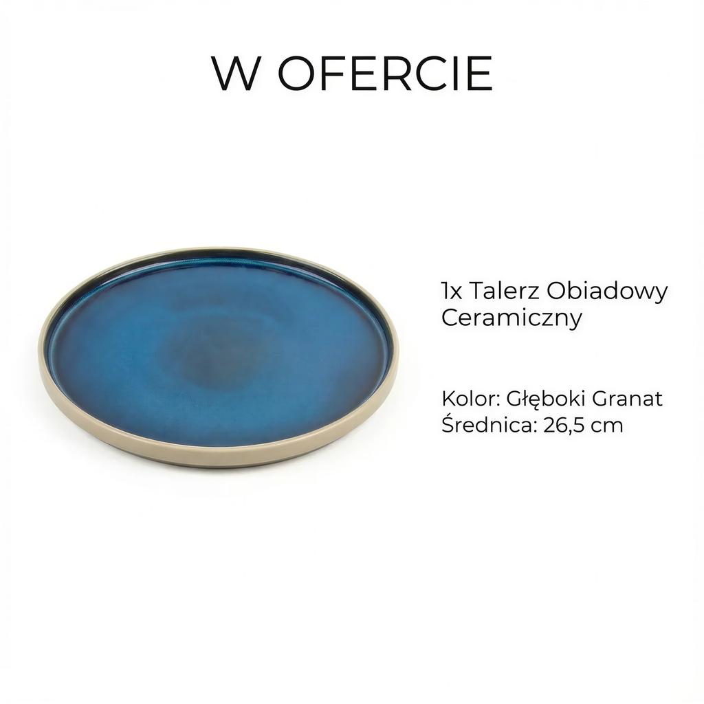 CERAMIC DINNER PLATE 1 pc. NAVY BLUE SET FOR SERVING DISHES 26.5 CM