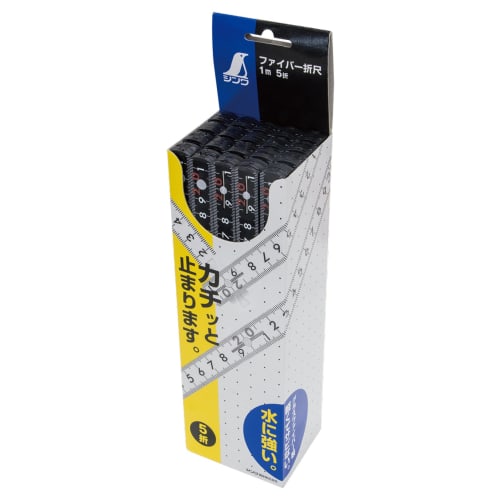 Shinwa Sokutei Fiber Folding Ruler, 5-Fold, 1m, Cm Indication, Black, Single 78633