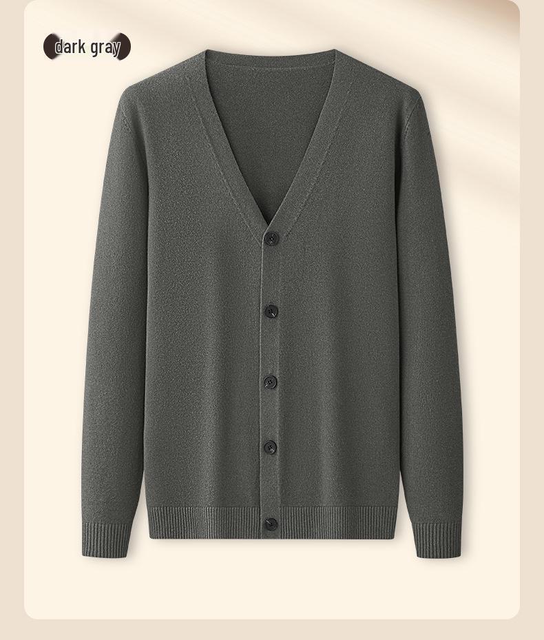 Herren V-Ausschnitt Strickjacke aus Wolle und Modal: Herbst/Winter Business Pendler Pulloverjacke