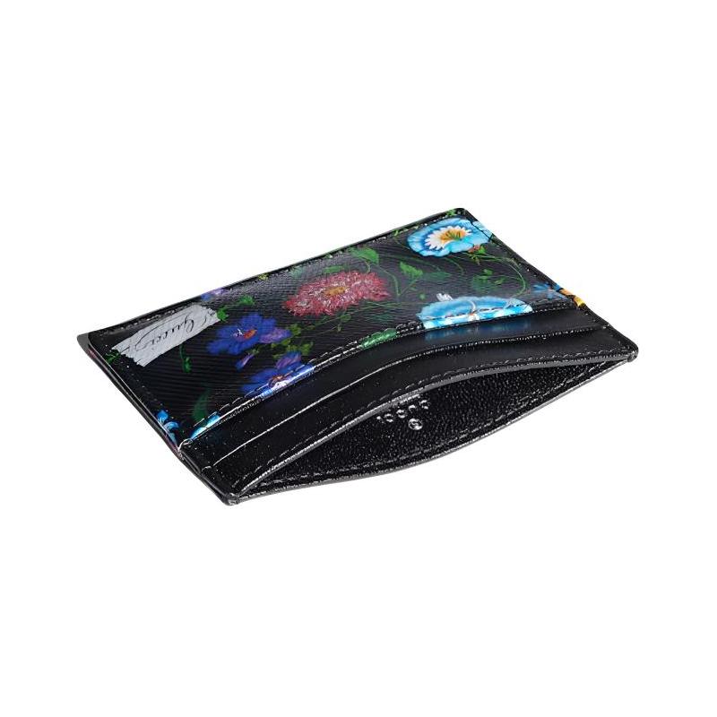 Gucci Flora-motif coated canvas card holder women's black