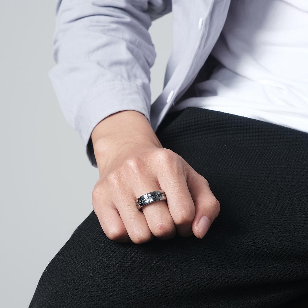 Nordischer Wikinger Schrift Rune Rune Wolframstahl Ring Herren Wolframschmuck