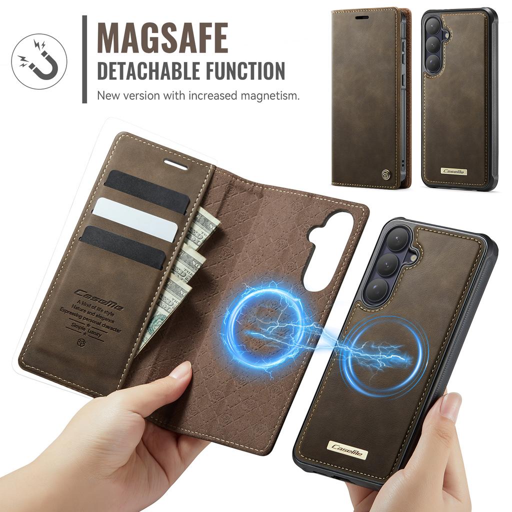 For Samsung Galaxy S26 Magnetic Case CASEME C49 RFID Blocking Detachable Wallet Leather Phone Cover